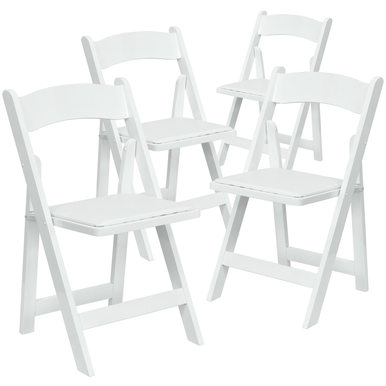 Emma and Oliver 4 Pack Wood Folding Chair with Vinyl Padded Seat